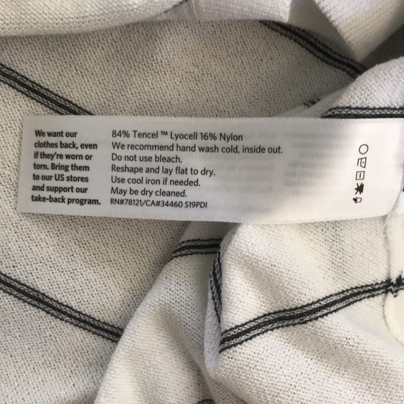 EILEEN FISHER White Black Striped V-Neck Boxy Lightweight Cardigan Size Medium - Picture 7 of 9